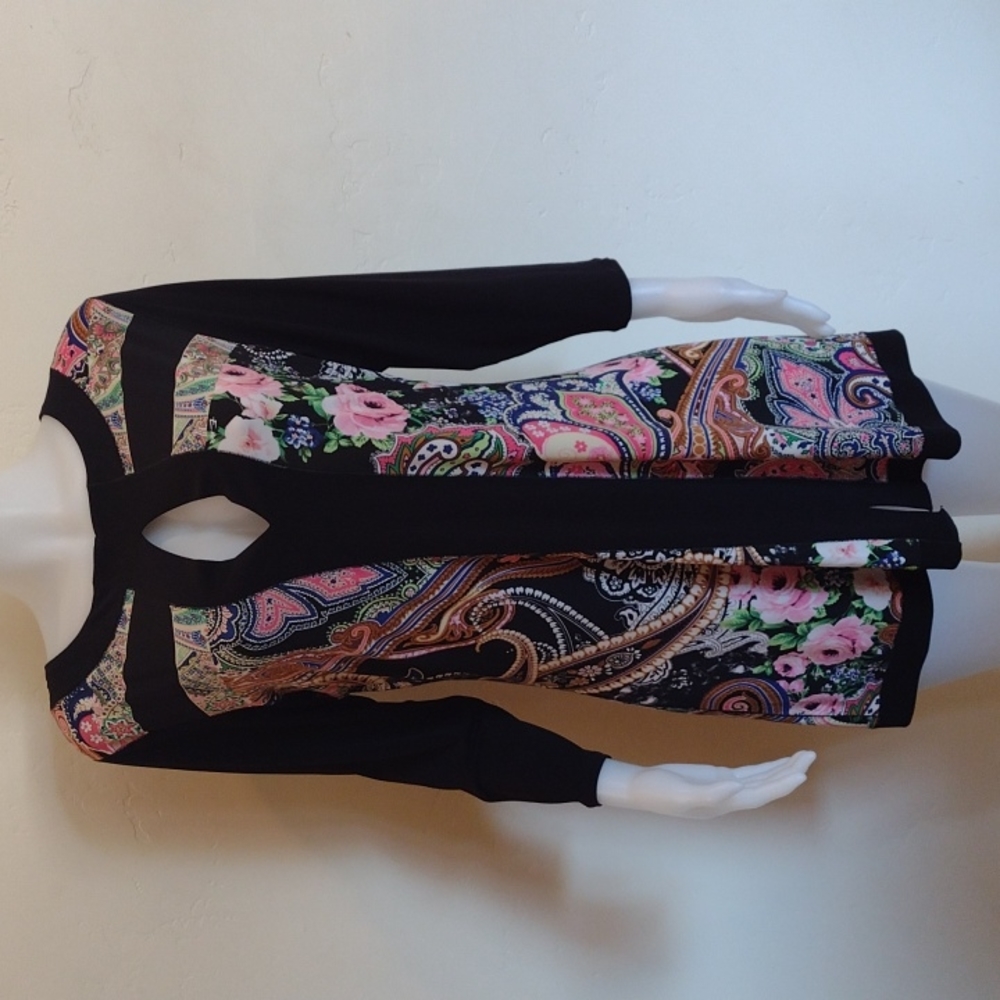 Evovorro long sleeve floral paisley mini dress